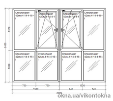 Балкон металлопластиковый Rehau Euro 60 mm 2-створчатое поворотно-откидное, фурнитура Siegenia, 3000х2400 мм, белый